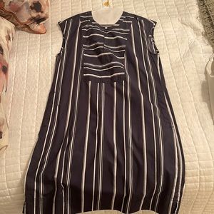 Navy striped dress.